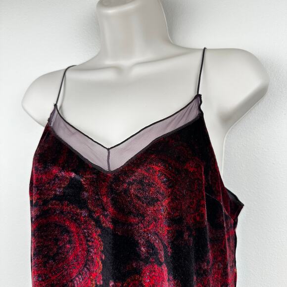 Free People Drippy Velvet Tank Top Cami Paisley Purple Red XS Boho Goth Vamp - Picture 4 of 12